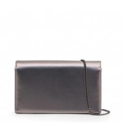 Pre Owned Love Moschino Metallic Grey Faux Leather Clutch Bag