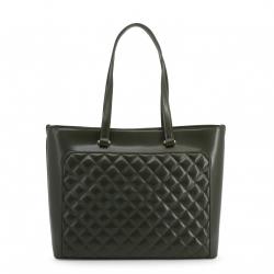 Pre Owned Love Moschino Dark Green Quilted Faux Leather Shopping Tote