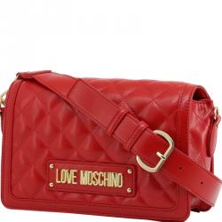 Pre Owned Love Moschino Red Quilted Faux Leather Crossbody Bag