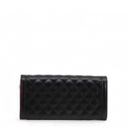 Pre Owned Love Moschino Black Quilted Faux Leather WOC Clutch Bag