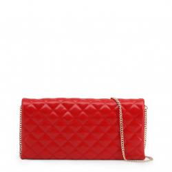Pre Owned Love Moschino Red Quilted Faux Leather Clutch Bag