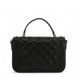 Pre Owned Love Moschino Black Quilted Faux Leather Studded Top Handle Bag