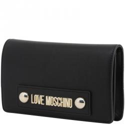 Love Moschino Black Faux Leather Scarf Clutch Bag
