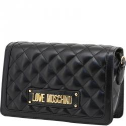 Love Moschino Black Quilted Faux Leather Crossbody Bag