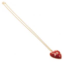 Pre Owned Moschino Moon and Stars Heart Red Pendant Necklace