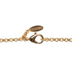 Pre Owned Moschino Moon and Stars Heart White Pendant Necklace