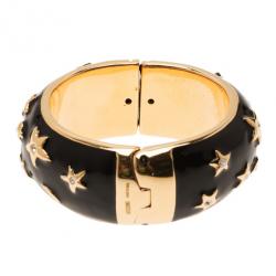 Moschino Moon and Stars Wide Black Bangle 17CM
