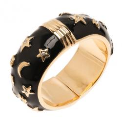 Moschino Moon and Stars Wide Black Bangle 17CM