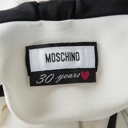 Pre Owned Moschino Cream Silk Contrast Bow Collar Detail Long Sleeve Shirt M