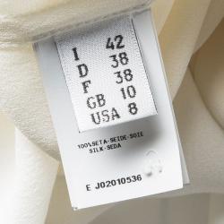 Pre Owned Moschino Cream Silk Contrast Bow Collar Detail Long Sleeve Shirt M