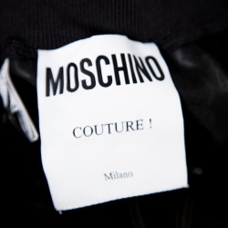 Pre Owned Moschino Couture Black Logo Embossed Jacquard Jogger Pants L
