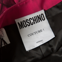 Pre Owned Moschino Couture Pink Trompe-L'oeil Printed Crepe Pencil Skirt M