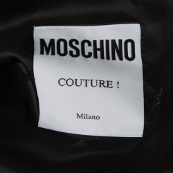 Pre Owned Moschino Couture Multicolor Editorial Print Duchess Bow Detail Cap Sleeve Dress L