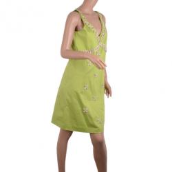 Moschino Cheap &amp; Chic Green Shell Appliqué Sleeveless Dress M