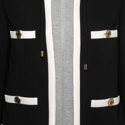 Pre Owned Moschino Couture Black Crepe Overlay Bomber Jacket M