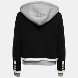 Pre Owned Moschino Couture Black Crepe Overlay Bomber Jacket M