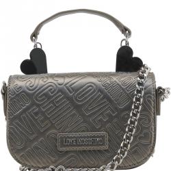 Pre Owned Love Moschino Grey Embossed Leather Top Handle Bag