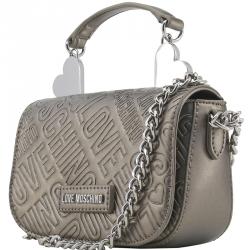 Pre Owned Love Moschino Grey Embossed Leather Top Handle Bag