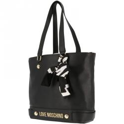 Pre Owned Love Moschino Black Leather Scarf Shopper Tote