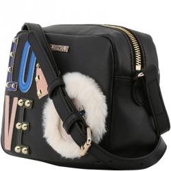 Pre Owned Love Moschino Black Leather LOVE Crossbody Bag