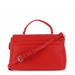 Pre Owned Love Moschino Red Quilted Leather Logo Top Handle Bag