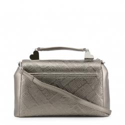 Pre Owned Love Moschino Grey Embossed Logo Leather Top Handle Satchel Bag