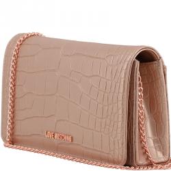 مملوكة مسبقًا Love Moschino Pink Croc Embossed Leather Chain Clutch Bag