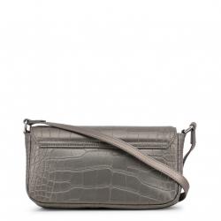 Pre Owned Love Moschino Grey Faux Croc Embossed Leather Crossbody Bag