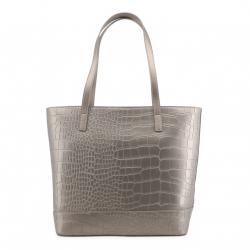 Pre Owned Love Moschino Grey Faux Croc Embossed Leather Shopper Tote