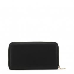 Pre Owned Love Moschino Black Leather PEACE Zip Around Wallet