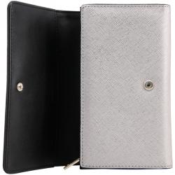 Pre Owned Love Moschino Silver Faux Leather Continental Wallet