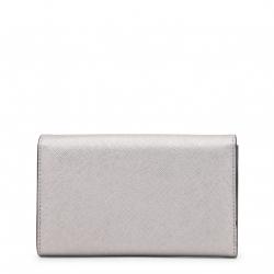 Pre Owned Love Moschino Silver Faux Leather Continental Wallet
