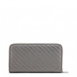 Pre Owned Love Moschino Grey Faux Quilted Leather Zip Around Wallet
