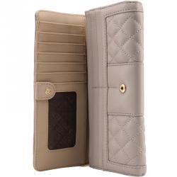 Pre Owned Love Moschino Taupe Quilted Leather Continental Wallet