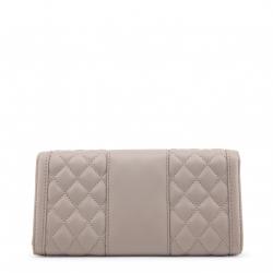 Pre Owned Love Moschino Taupe Quilted Leather Continental Wallet