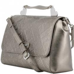مملوكة مسبقًا Love Moschino Grey Embossed Logo Leather Top Handle Satchel Bag