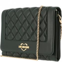 Pre Owned Love Moschino Dark Green Quilted Leather Wristlet Chain Clutch Bag