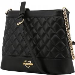 مملوكة مسبقًا Love Moschino Black Quilted Leather Bucket Chain Shoulder Bag