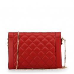 Pre Owned Love Moschino Red Quilted Leather Wristlet Chain Clutch Bag