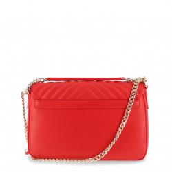Pre Owned Love Moschino Red Quilted Leather Logo Chain Shoulder Bag
