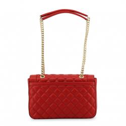 Pre Owned Love Moschino Red Quilted Leather Chain Flap Bag
