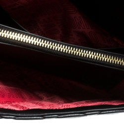 Pre Owned Love Moschino Black Quilted Synthetic Leather Love Chain Flap Shoulder Bag