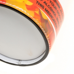 Pre Owned Moschino White Capsule Printed Patent Leather Pill Bottle Crossbody Bag