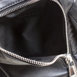 Pre Owned Moschino Black Leather Biker Jacket Shoulder Bag