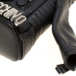 Pre Owned Moschino Black Leather Biker Jacket Shoulder Bag