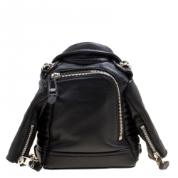 Pre Owned Moschino Black Leather Biker Jacket Shoulder Bag