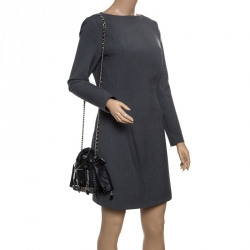 Pre Owned Moschino Black Leather Biker Jacket Shoulder Bag