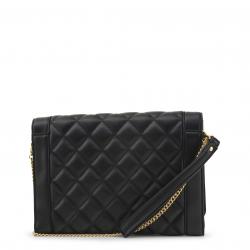 Pre Owned Love Moschino Black Quilted Faux Leather "LOVE" Chain Flap Bag