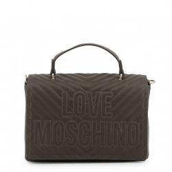 Pre Owned Love Moschino Grey Quilted Faux Leather Logo Top Handle Bag