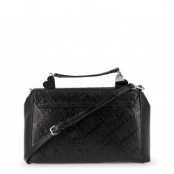 Pre Owned Love Moschino Black Embossed Logo Faux Leather Top Handle Satchel Bag